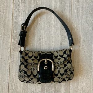 COACH Signature Black Canvas Shoulder Bag